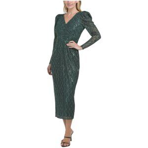 MAC DUGGAL Long Sleeve Embellished Lace Cocktail Dress